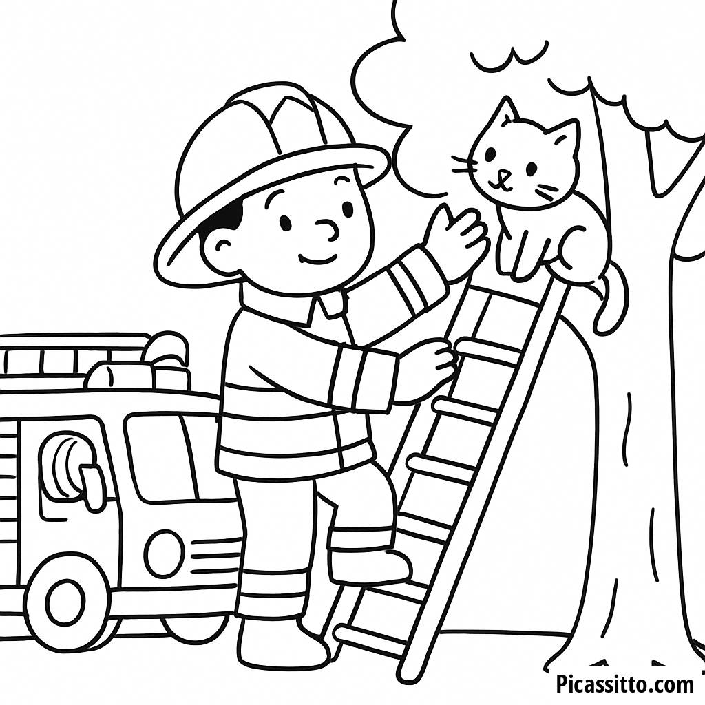 Página para Colorear Valiente Bombero