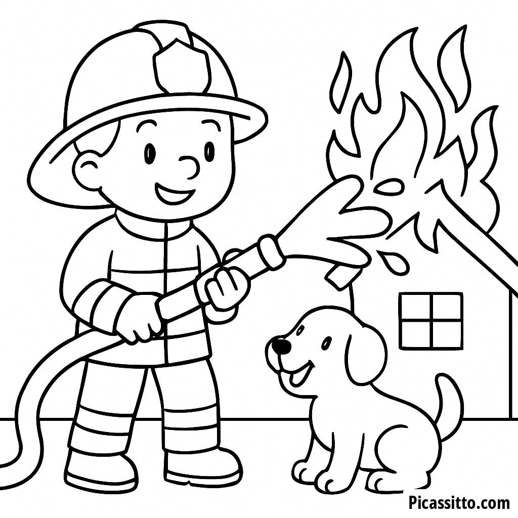 Раскраска Храбрый Пожарный