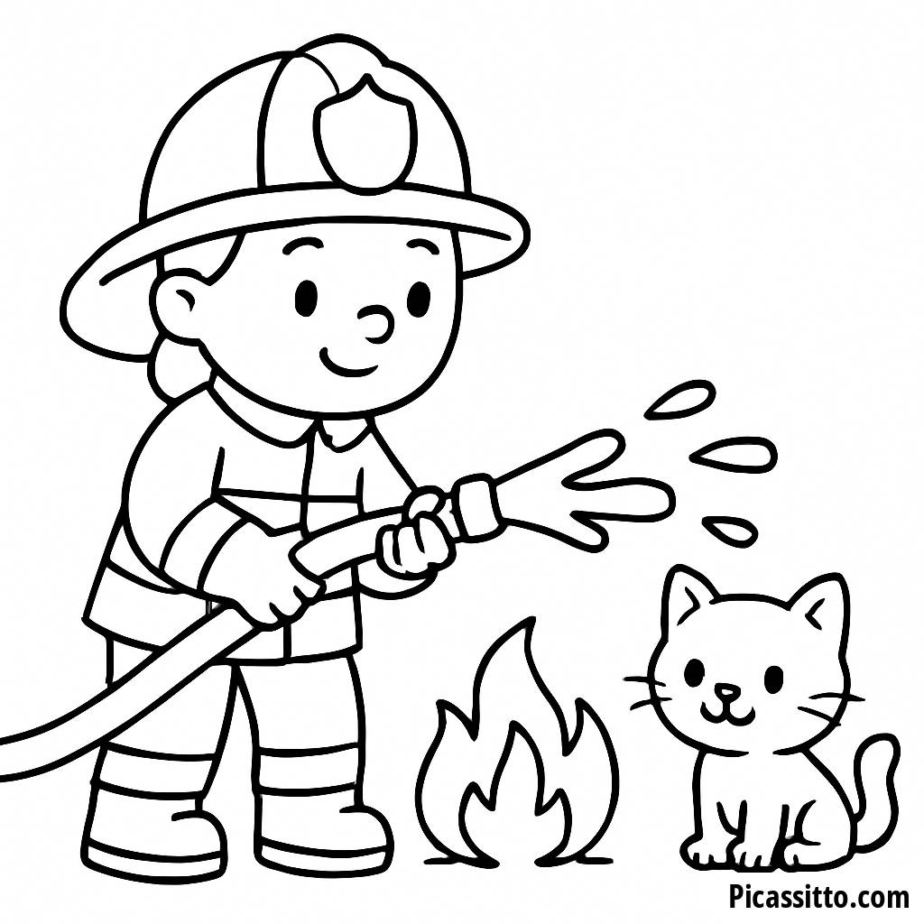 Página para Colorear del Valiente Bombero