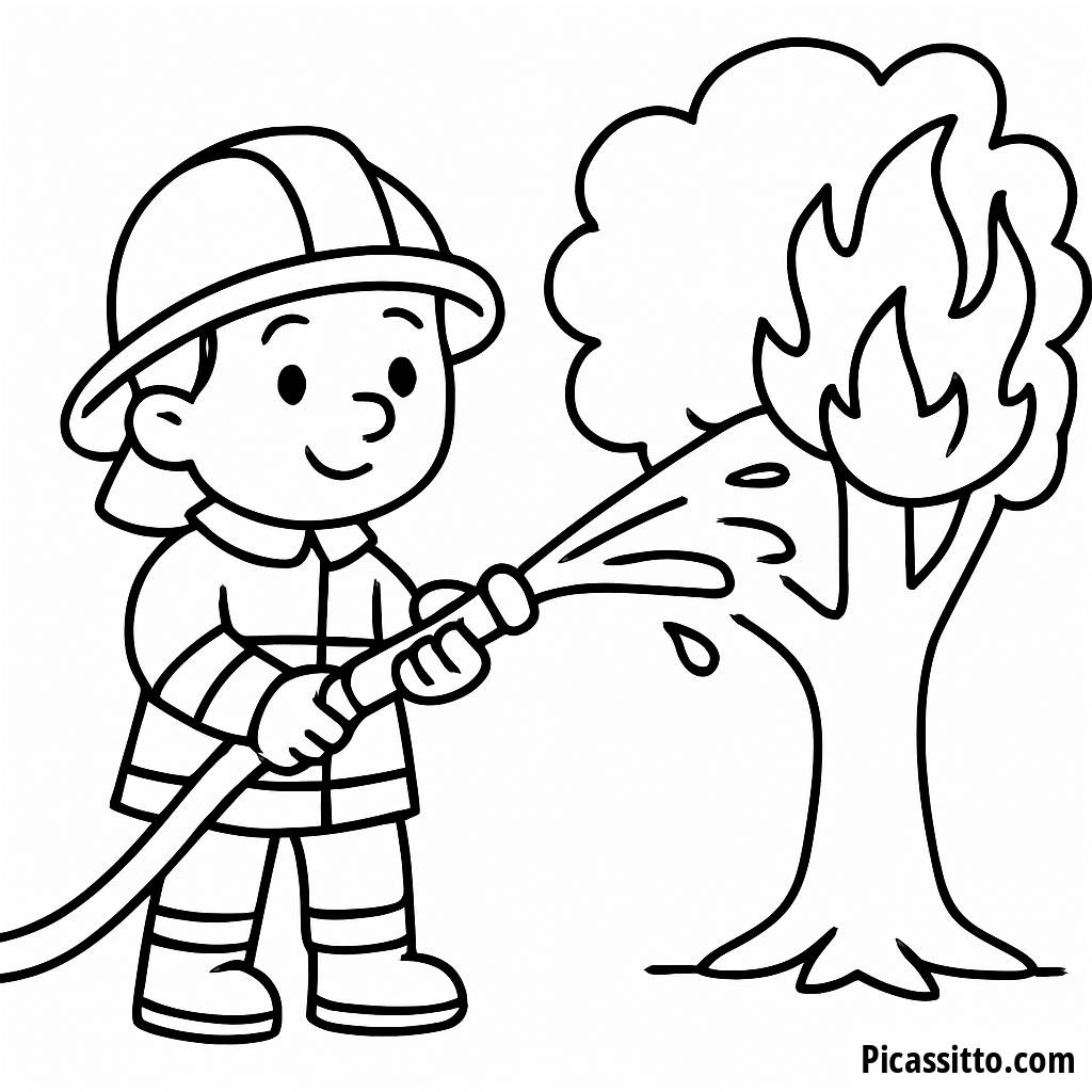 Раскраска Храбрый Пожарный