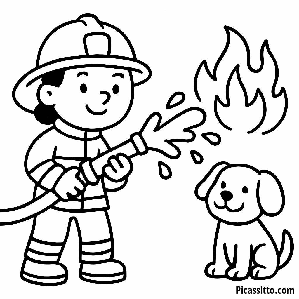 Página para Colorear de Valiente Bombero