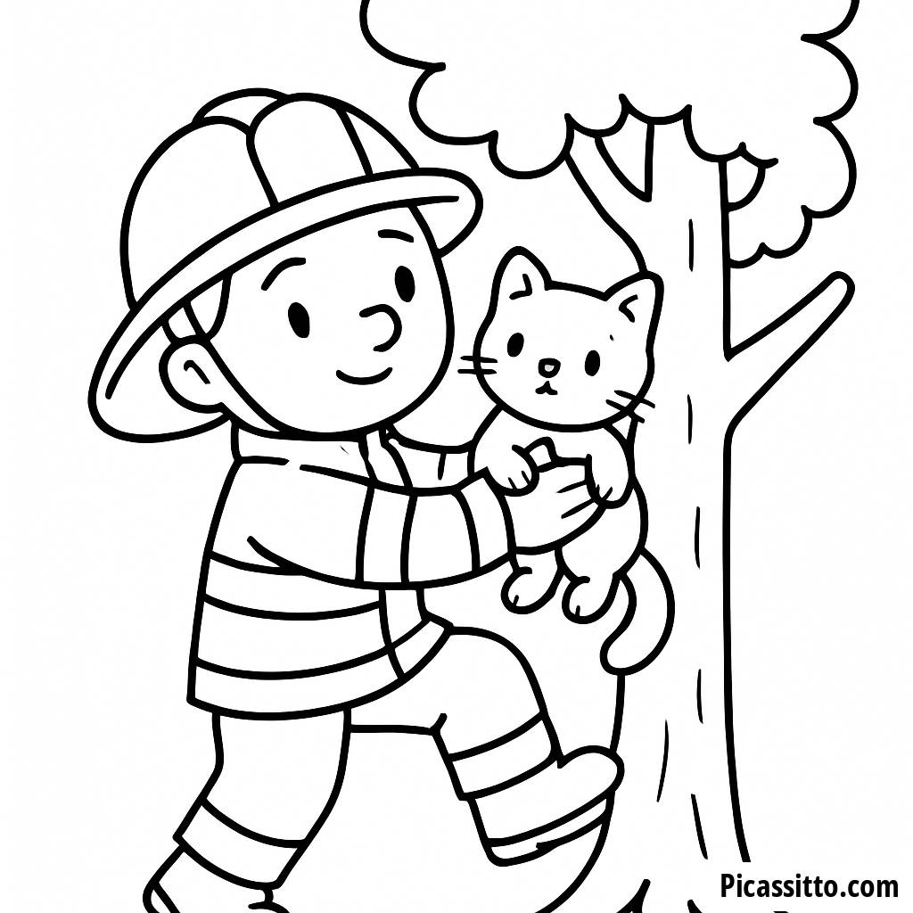 Página para Colorear de Valiente Bombero