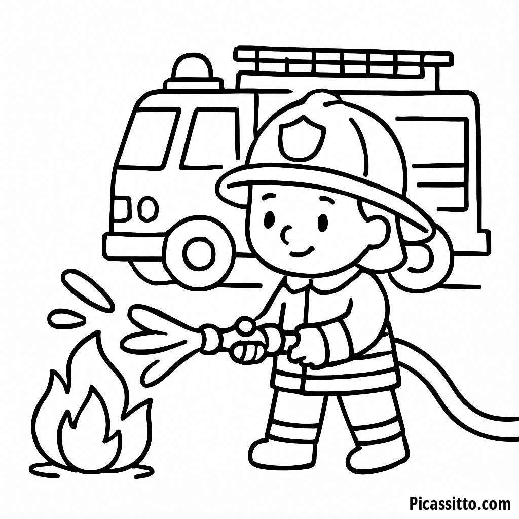 Página para Colorear Valiente Bombero