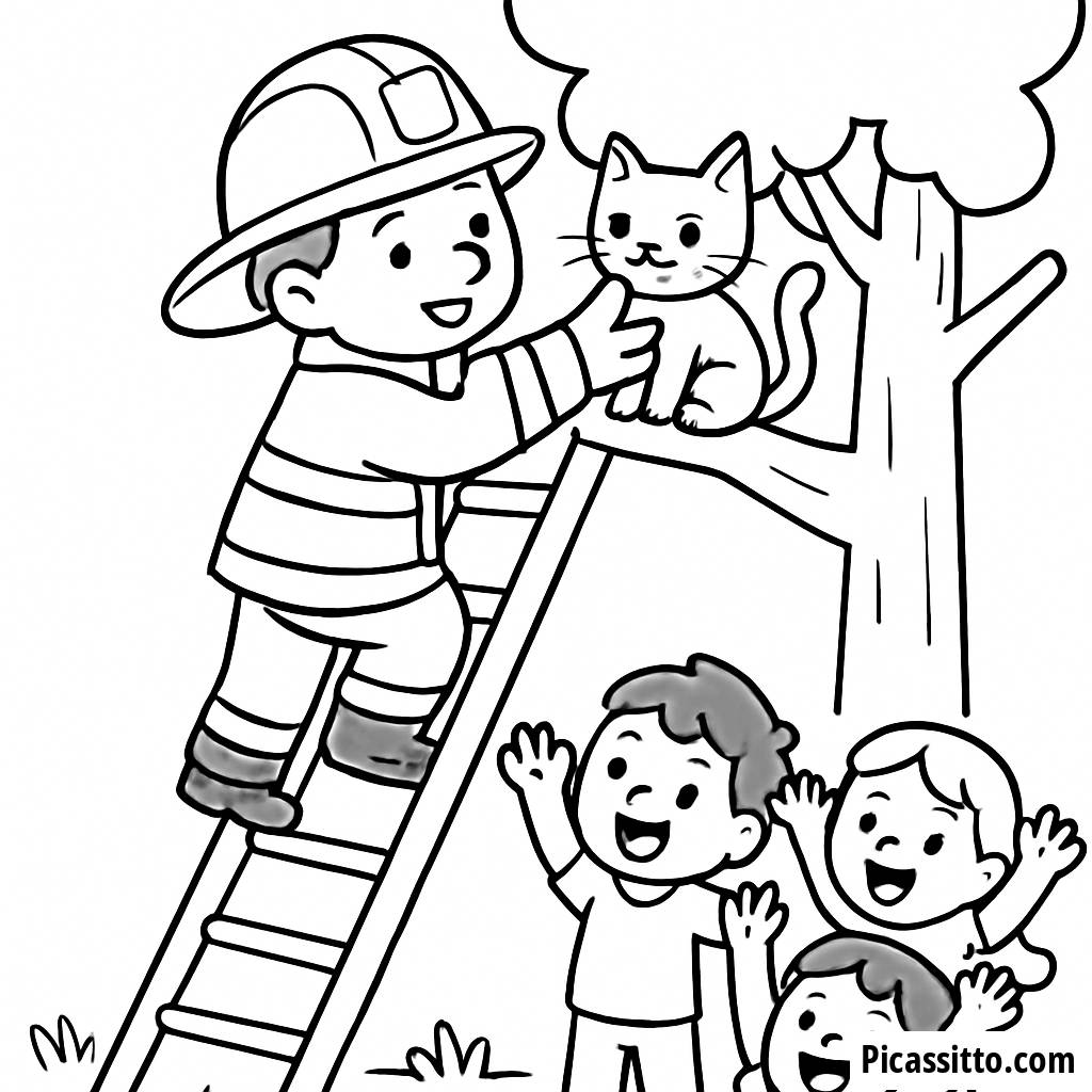 Página para Colorear de Valiente Bombero