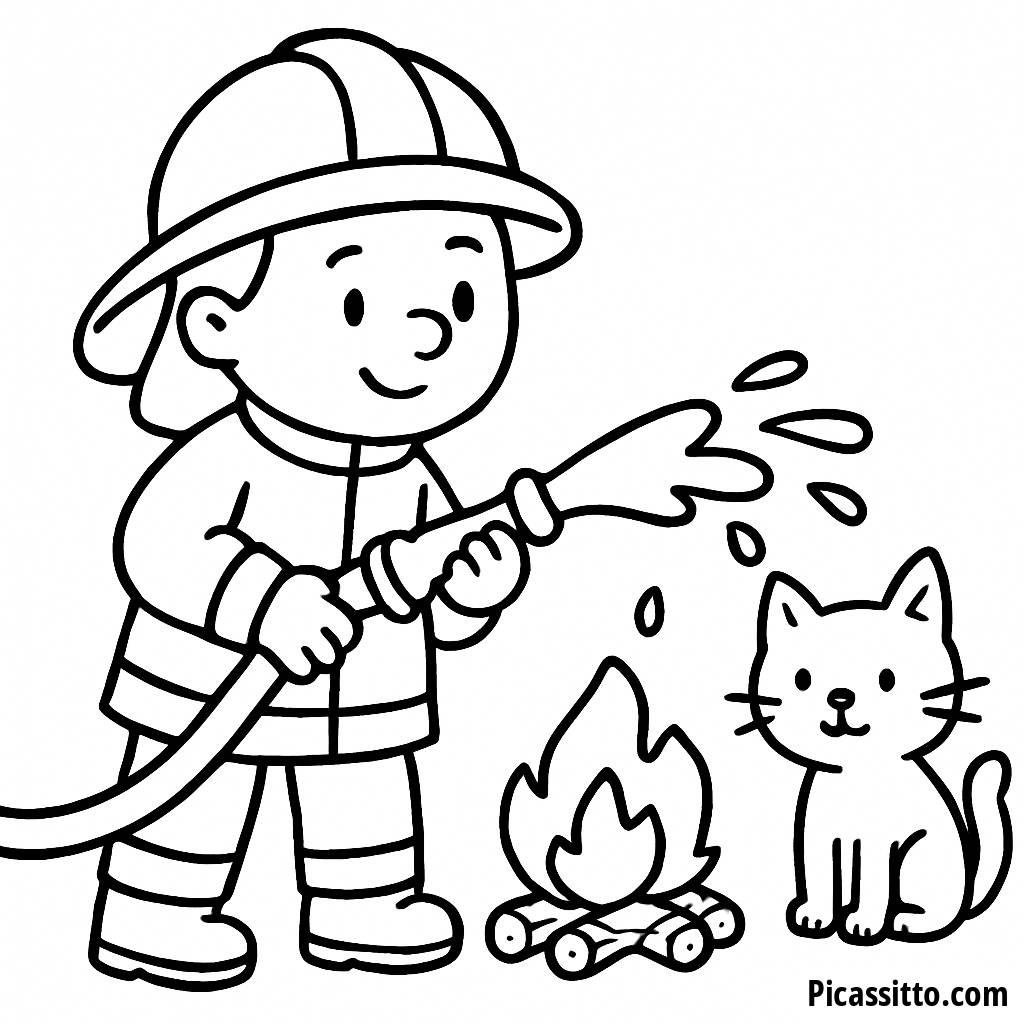 Mutiger Feuerwehrmann Malvorlage