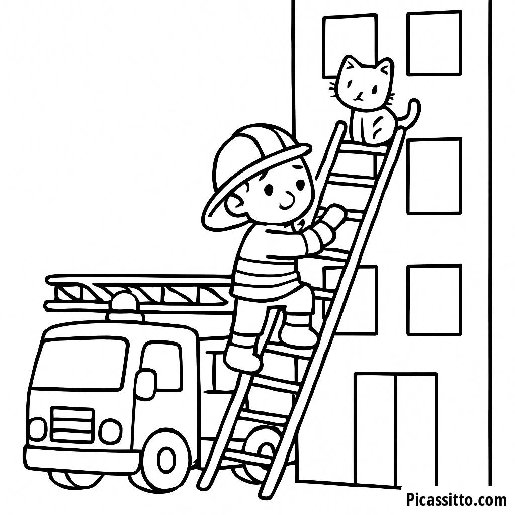 Mutiger Feuerwehrmann Ausmalbild