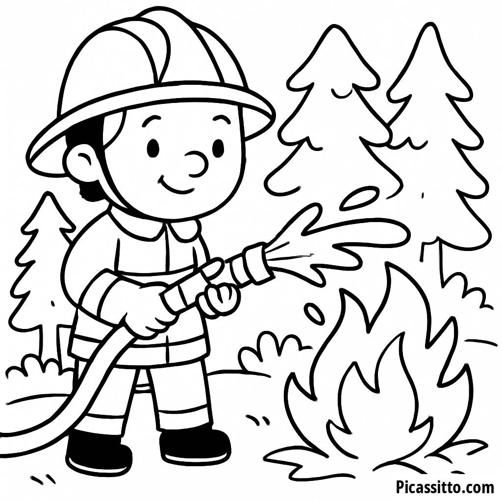 Página para Colorir do Bravo Bombeiro