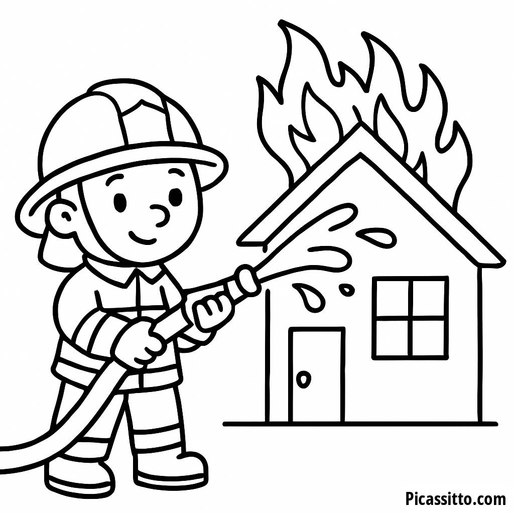 Brave Firefighter Coloring Page