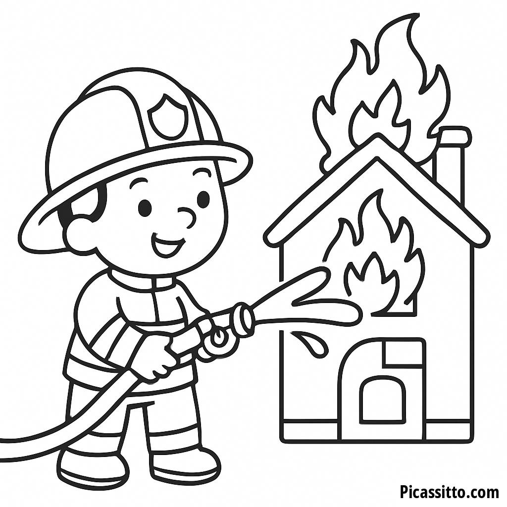 Mutiger Feuerwehrmann Malvorlage
