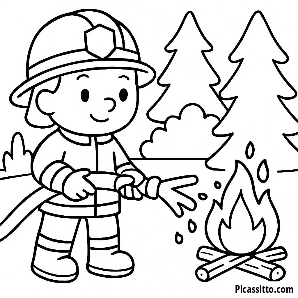 Brave Firefighter Coloring Page