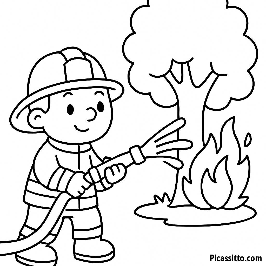 Раскраска Смелого Пожарного