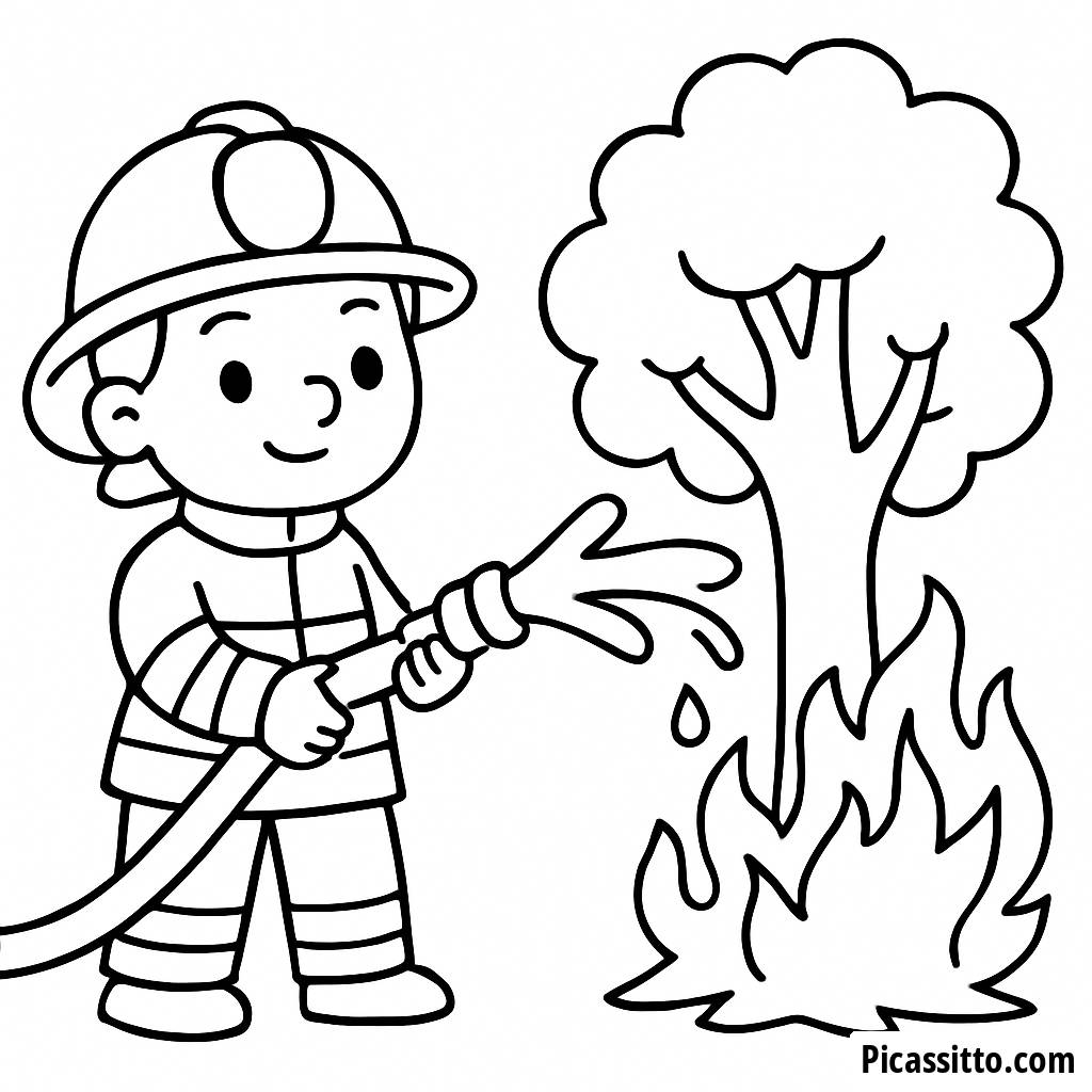 Раскраска Смелого Пожарного