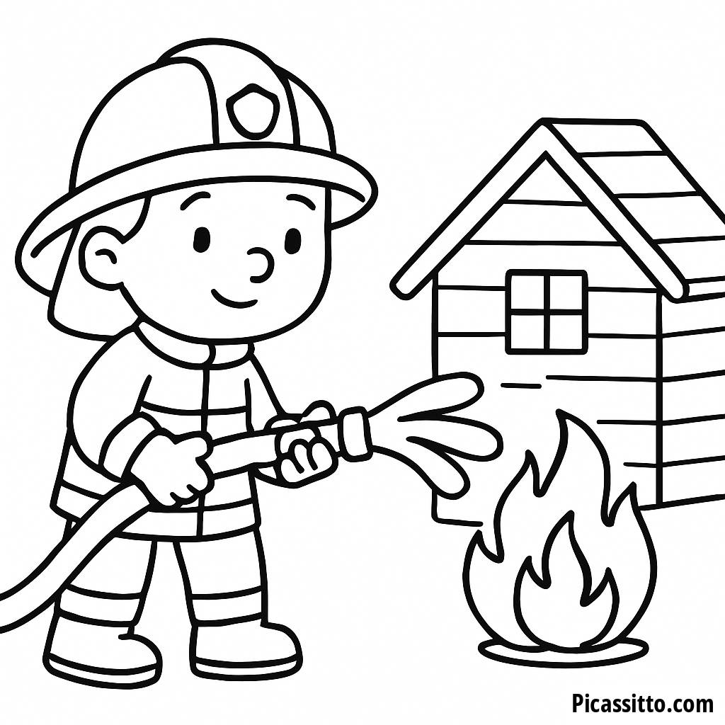 Раскраска Смелый Пожарный