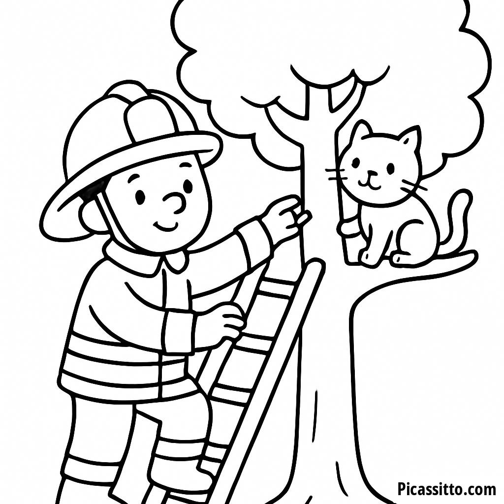 Brave Firefighter Coloring Page - Rescue Mission