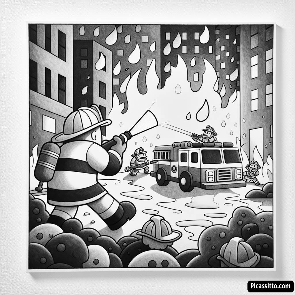 Mutiger Feuerwehrmann Ausmalbild