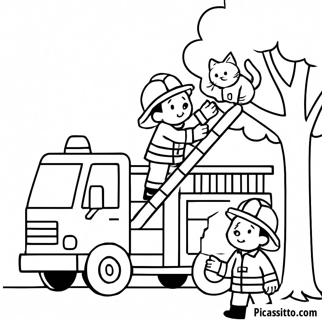 Brave Firefighters Coloring Page