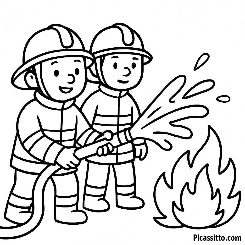 Página para Colorir de Bombeiros Corajosos