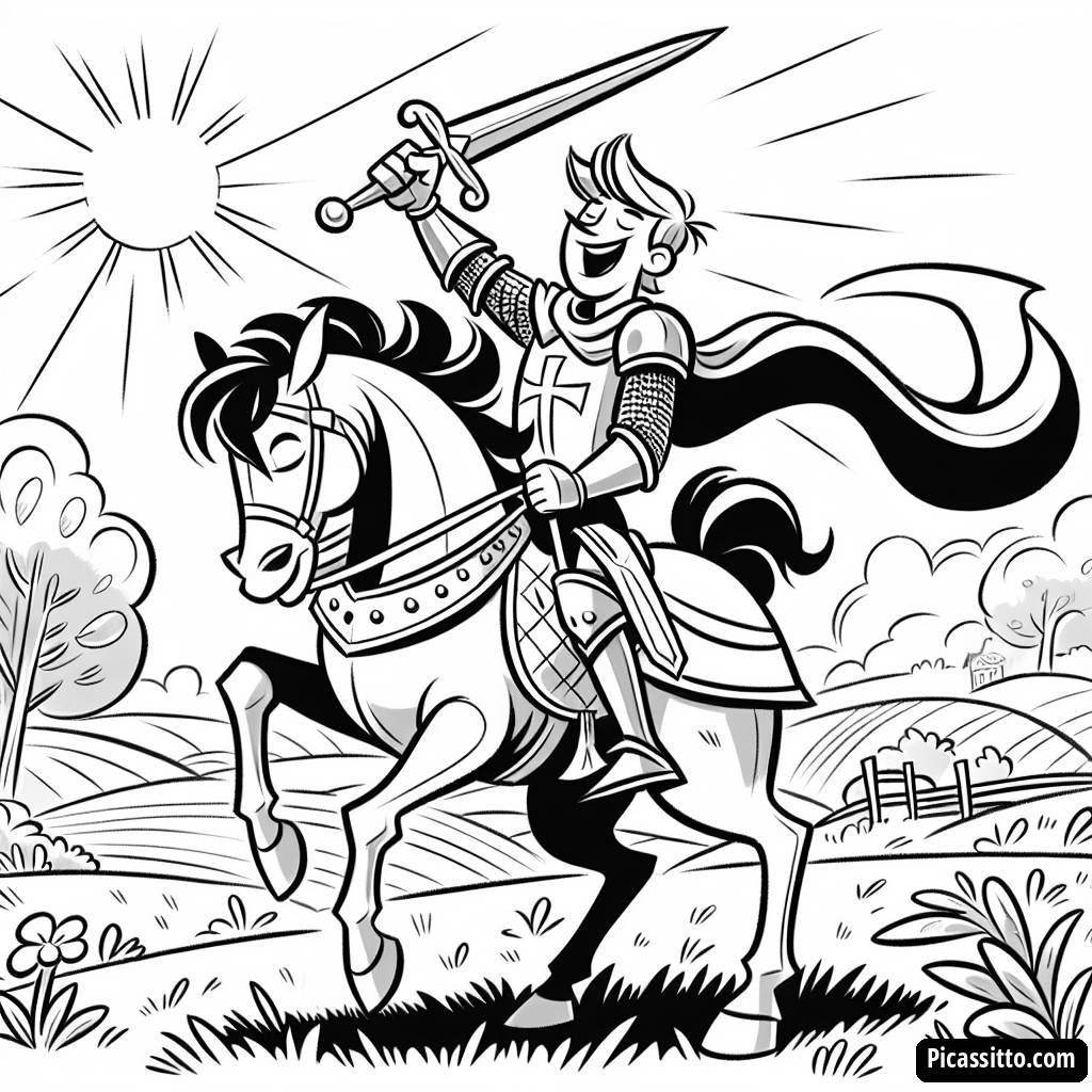 Página para Colorear del Valiente Caballero