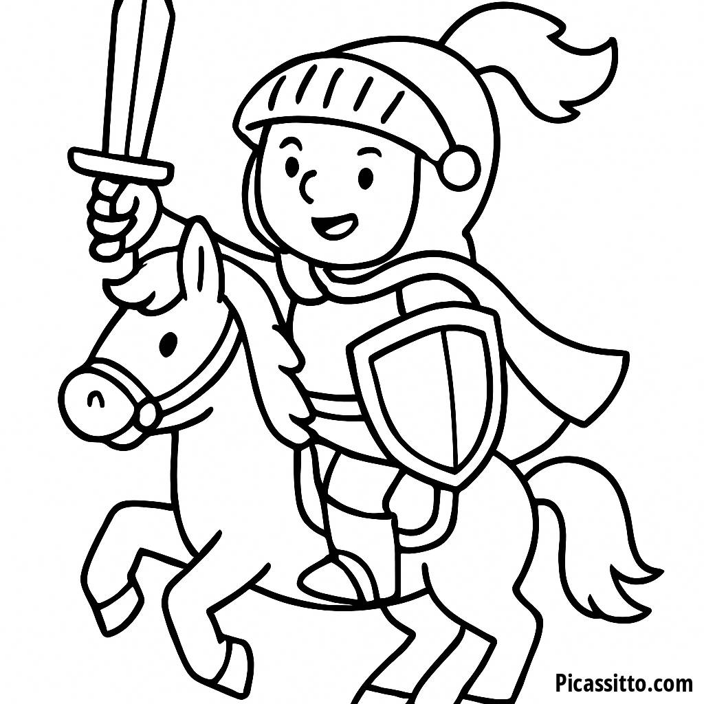 Pagina da Colorare Cavaliere Coraggioso