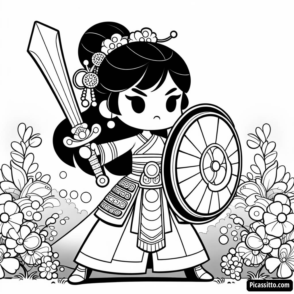 Раскраска: Храбрая Принцесса-Воительница