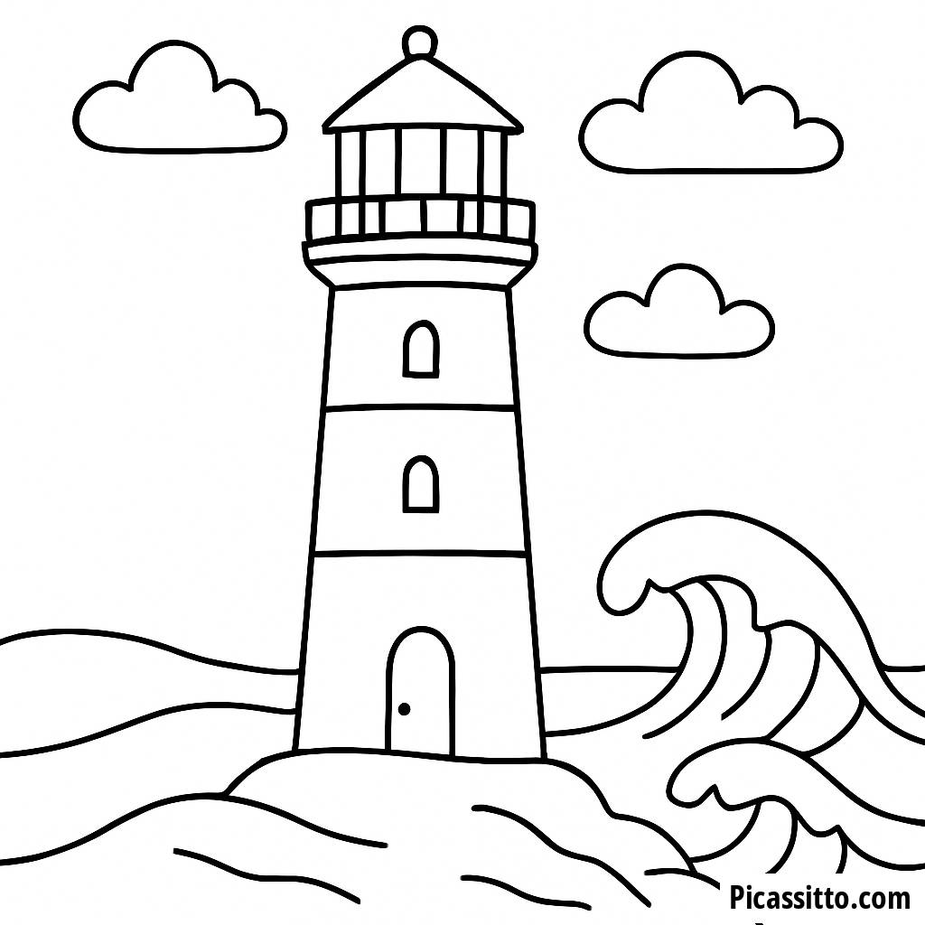 Pagina da Colorare del Faro Luminoso
