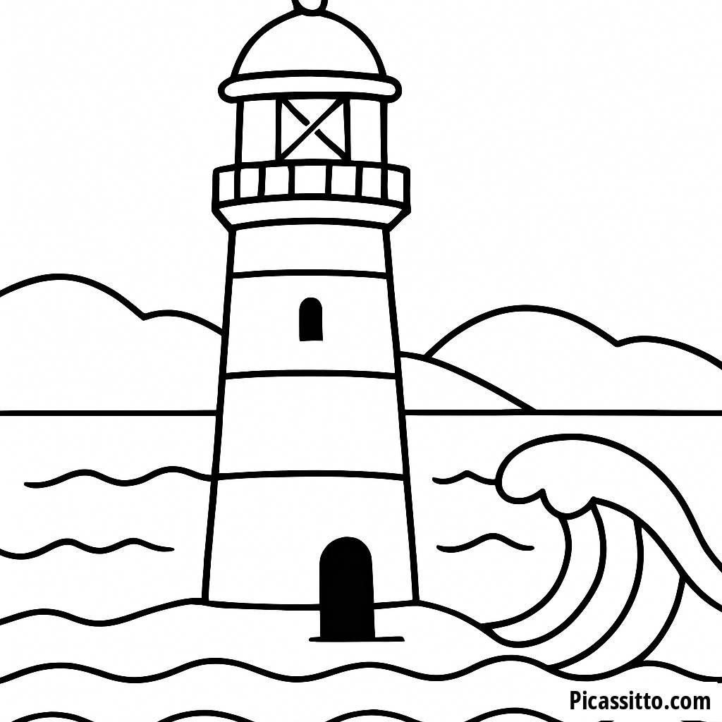 Página para Colorear del Faro Brillante