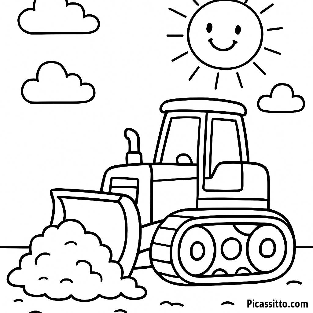Pagina da Colorare Bulldozer: Divertimento con il Sole!