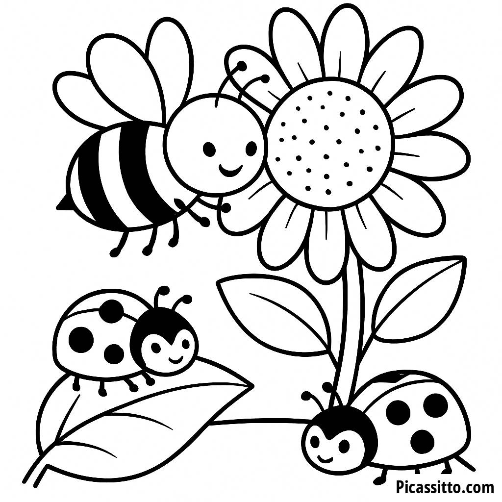 Pagina da Colorare: Ape Impegnata