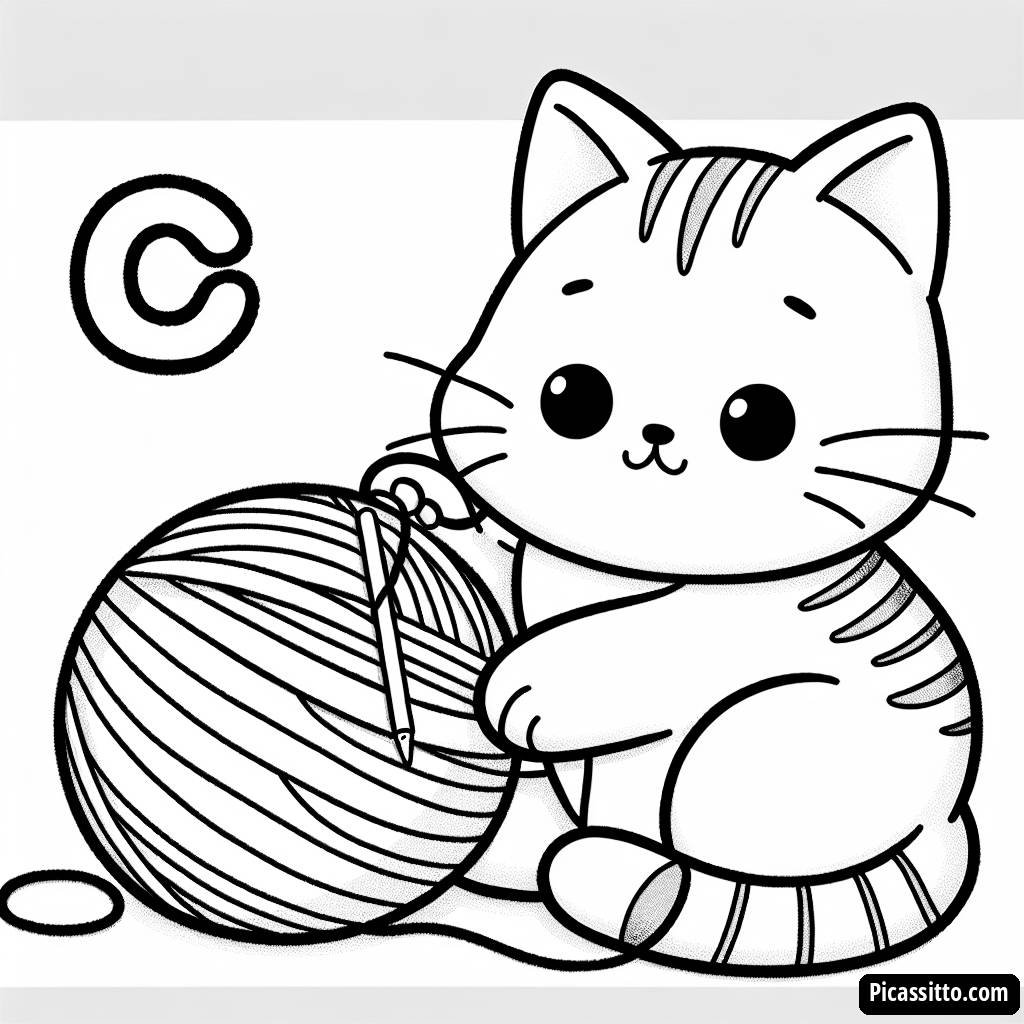Página para Colorir: C de Gato