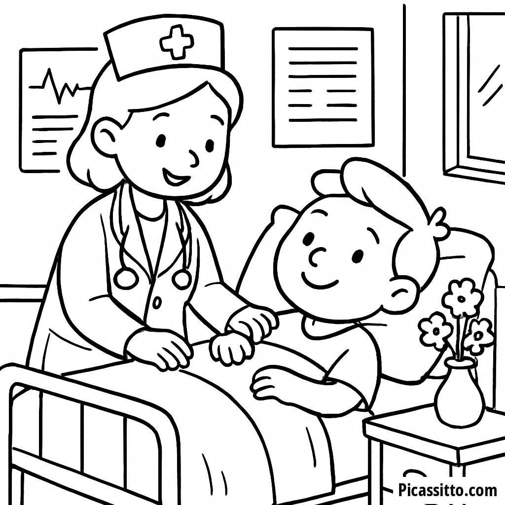 Pflegende Krankenschwester Ausmalbild