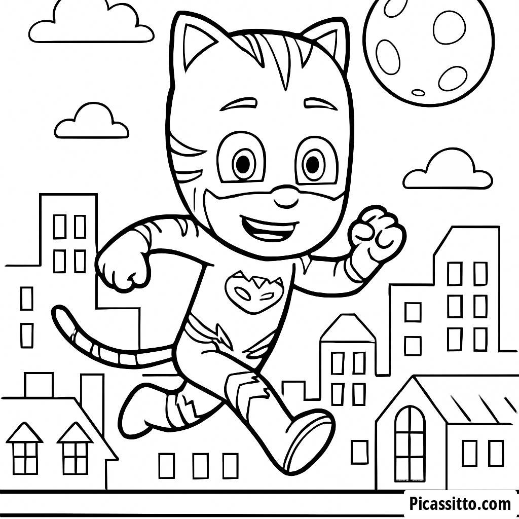 Catboy Dachabenteuer Ausmalbild