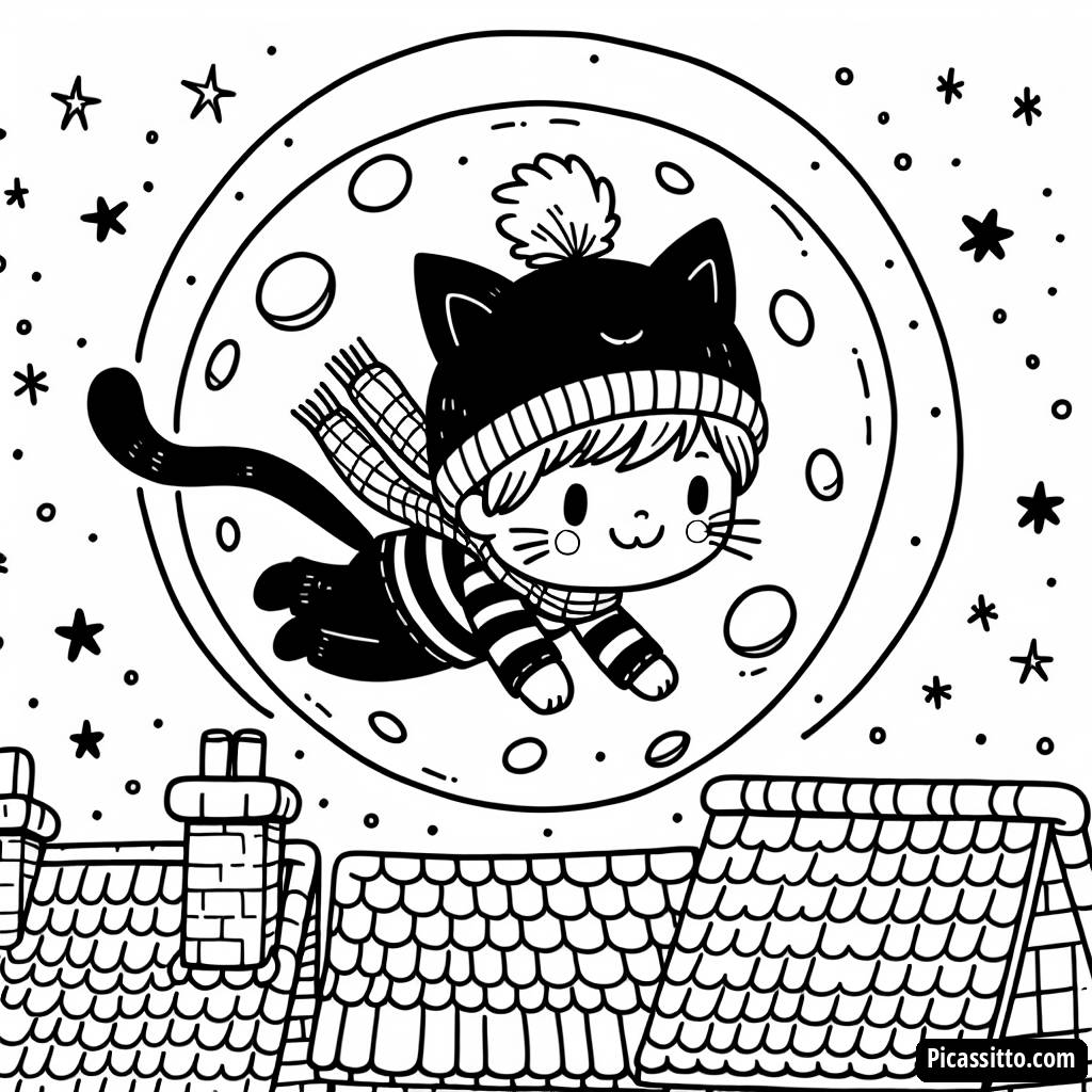 Pagina da Colorare dell'Avventura di Catboy sui Tetti
