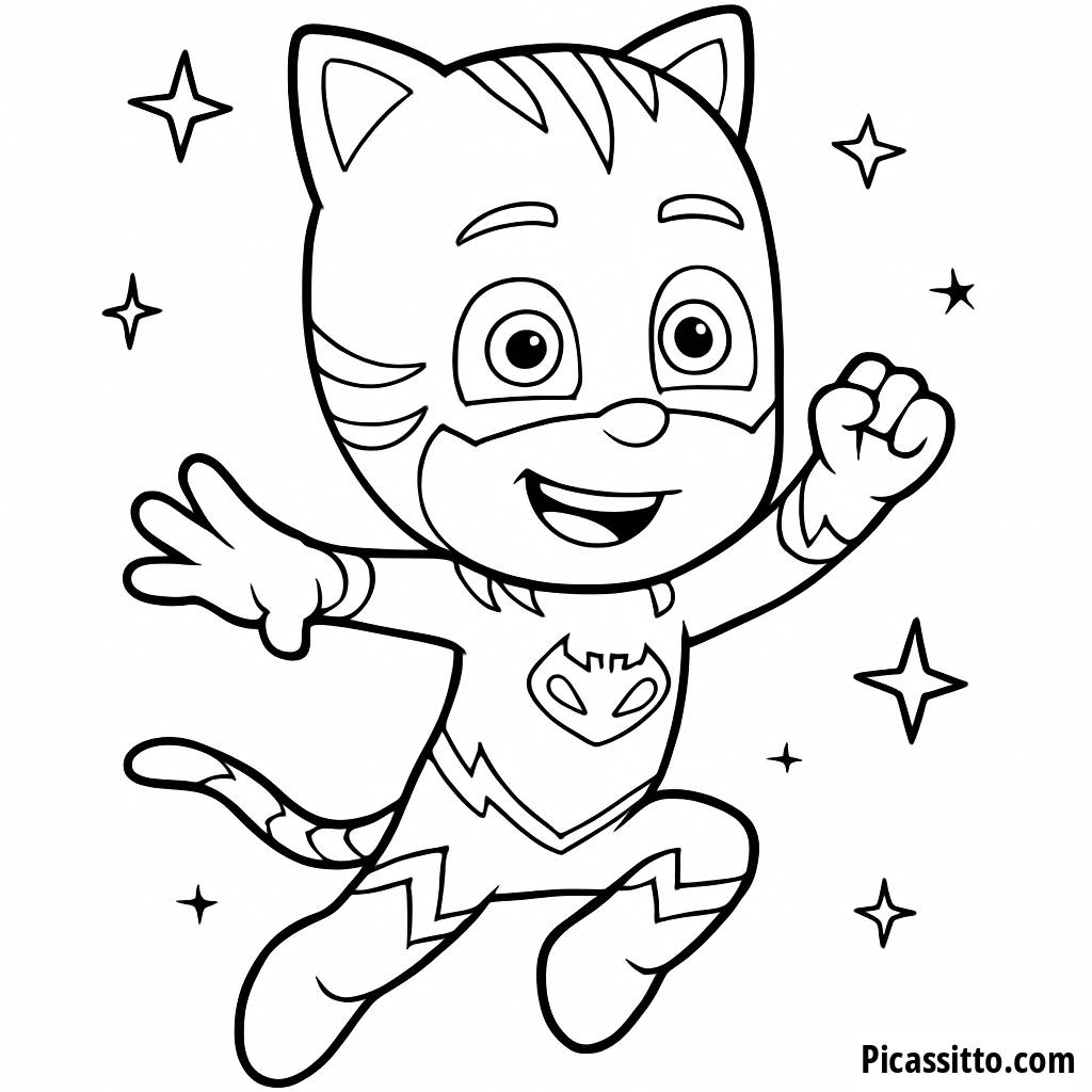 Pagina da Colorare dell'Avventura Notturna di Catboy