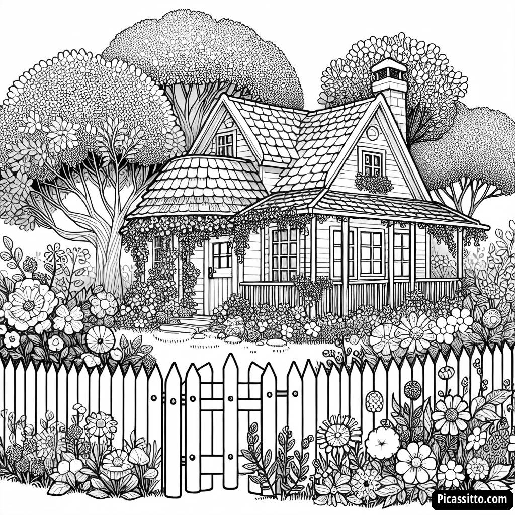 Charming Cottage Coloring Page