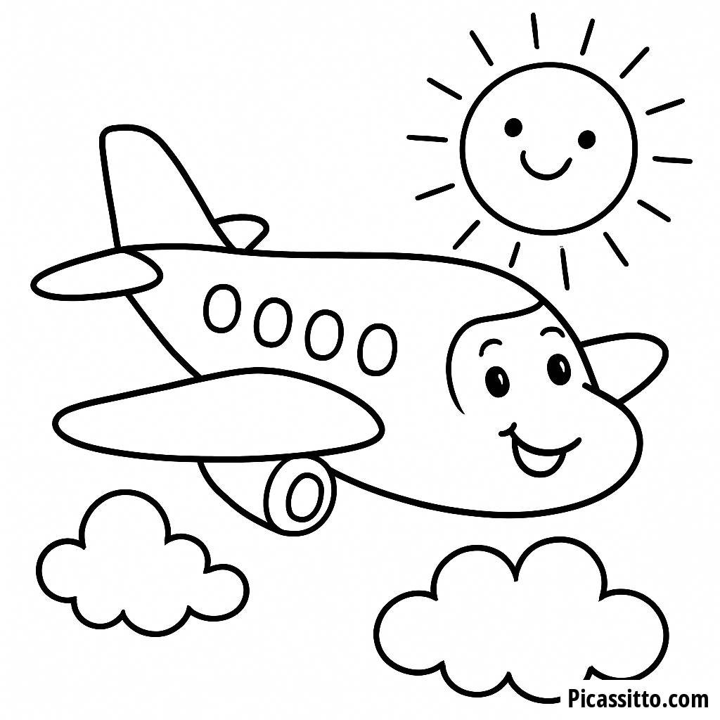 Pagina da Colorare Aeroplano Allegro
