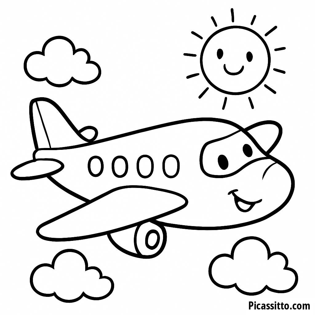 Page à Colorier de l'Avion Joyeux