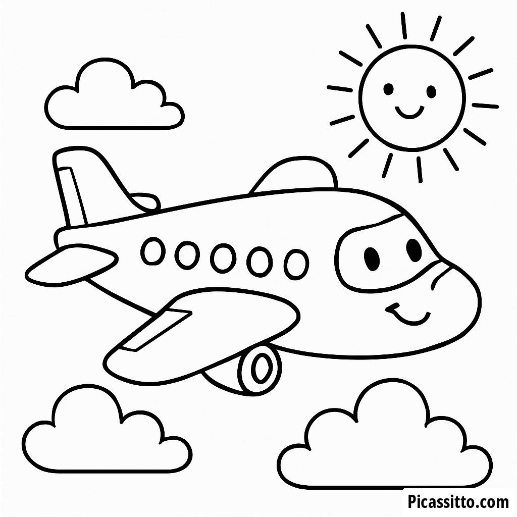 Fröhliche Flugzeug Ausmalbild