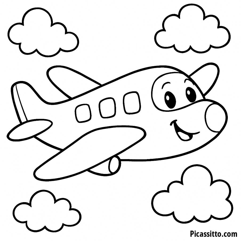 Pagina da Colorare: Aereo Allegro