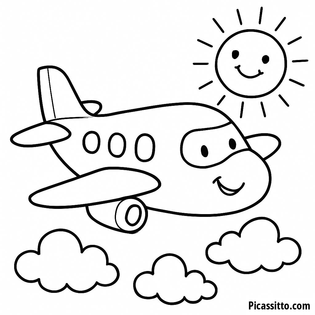 Cheerful Airplane Coloring Page
