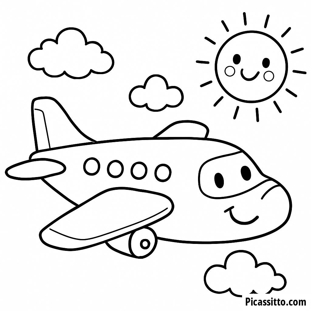 Fröhliche Flugzeug-Ausmalbild