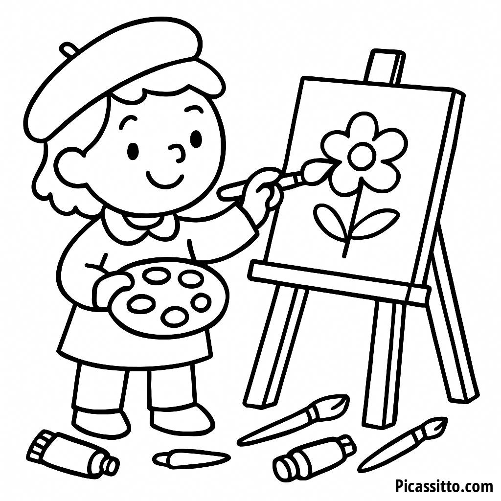 Page à Colorier d'un Artiste Joyeux