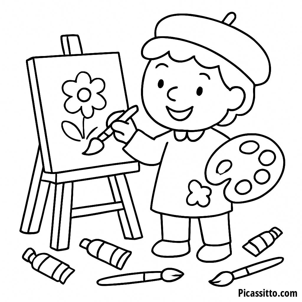 Fröhliche Künstler Ausmalbild