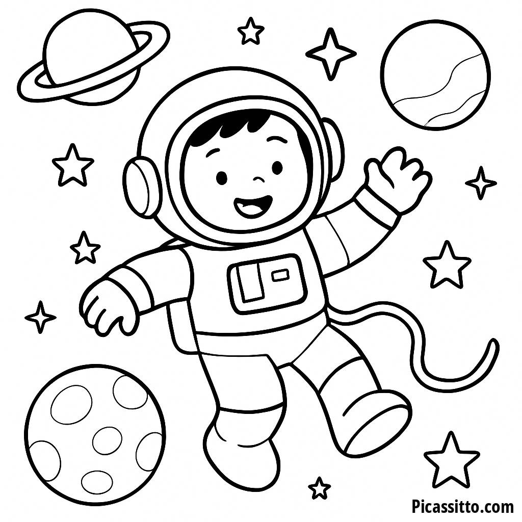 Cheerful Astronaut Coloring Page
