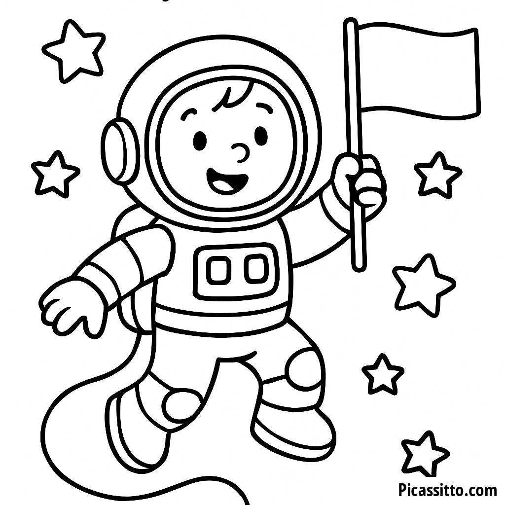 Página para Colorear del Astronauta Alegre