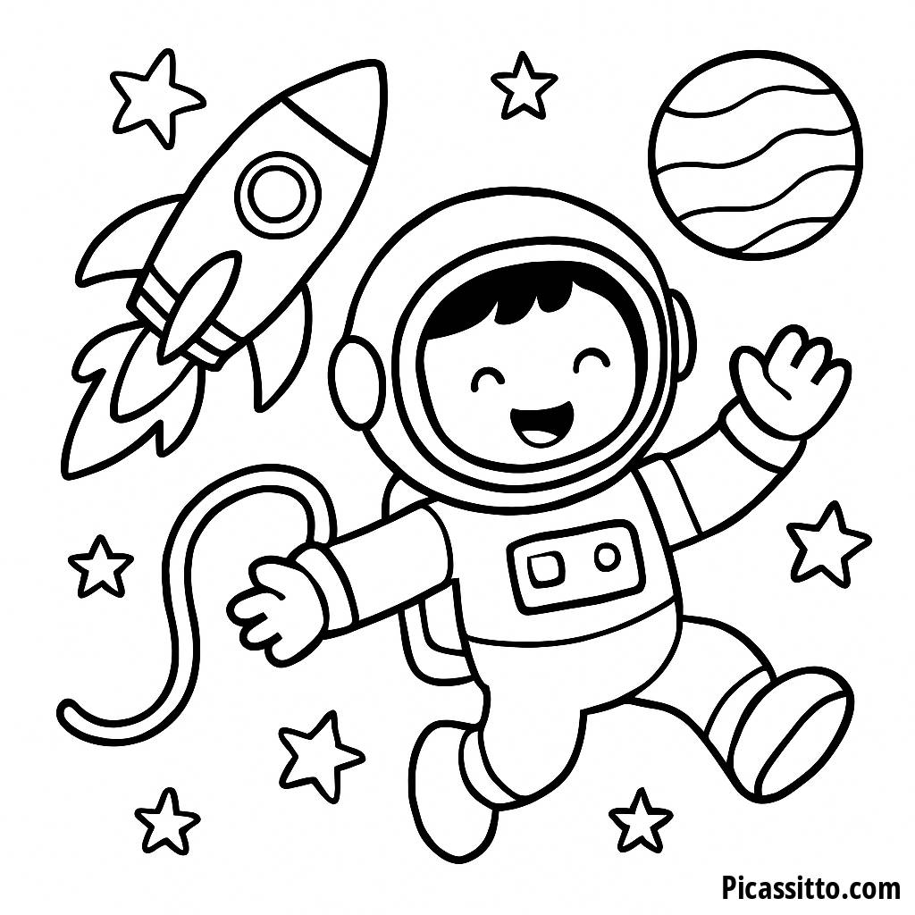 Fröhliche Astronaut Malvorlage