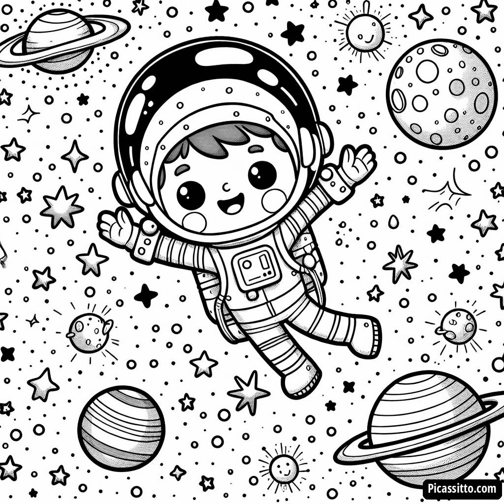 Раскраска Счастливого Астронавта