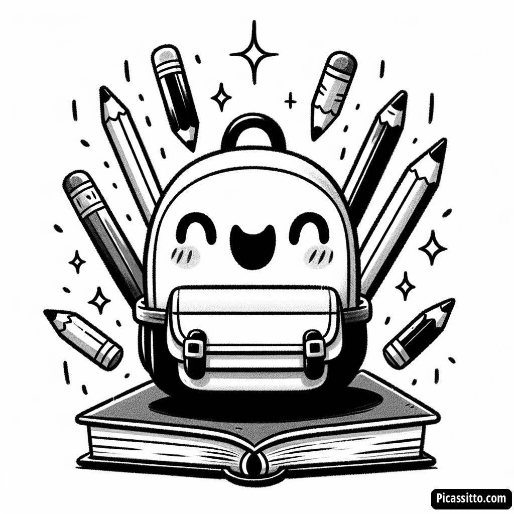 Cheerful Backpack Coloring Page