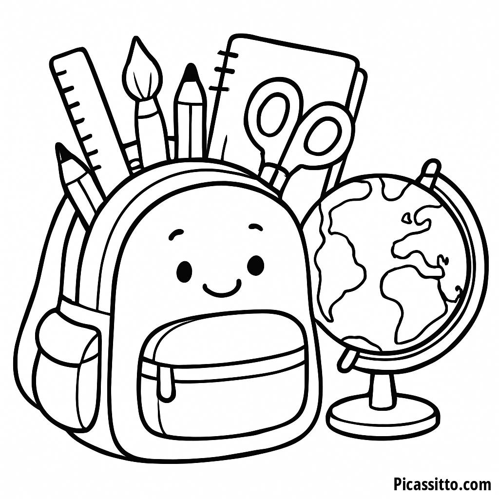 Fröhliche Rucksack Malvorlage