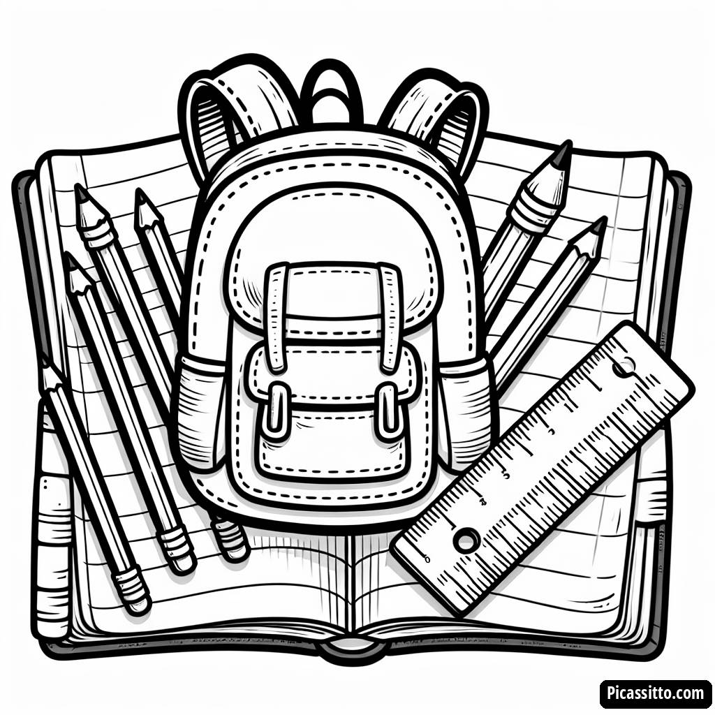 Fröhliche Rucksack Malvorlage