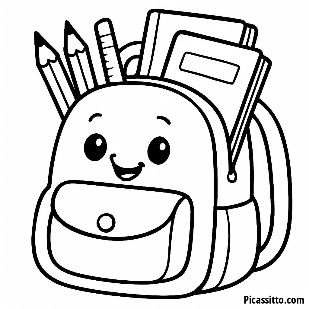 Página para Colorear de una Mochila Alegre